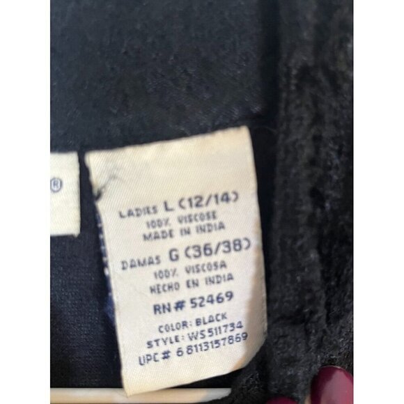 Retro Velour Top L Black Western Chic Boho Neutral Minimalist 80s Classic Artsy - Picture 6 of 12